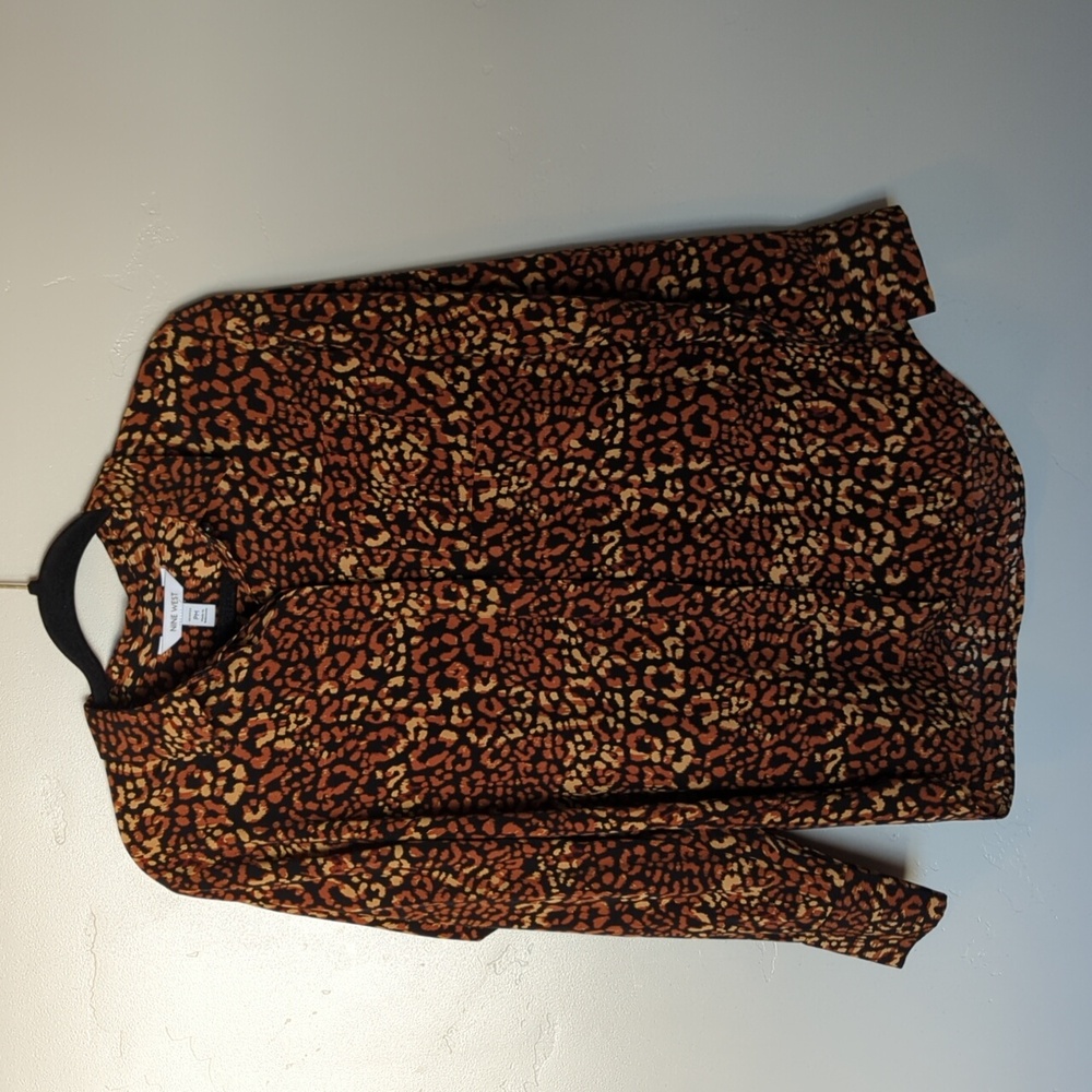 Nine West Animal Print Leopard Cheetah Chiffonβ Button Down Shirt M Petite